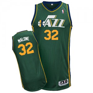 Maillot NBA Utah Jazz #32 Karl Malone Vert Adidas Authentic Alternate - Homme