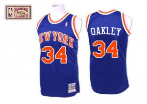 Maillot NBA New York Knicks #34 Charles Oakley Bleu royal Mitchell and Ness Authentic Throwback - Homme