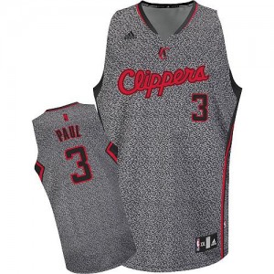 Maillot NBA Gris Chris Paul #3 Los Angeles Clippers Static Fashion Swingman Homme Adidas