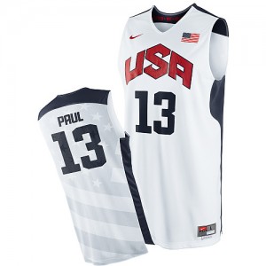 Maillot NBA Team USA #13 Chris Paul Blanc Nike Authentic 2012 Olympics - Homme