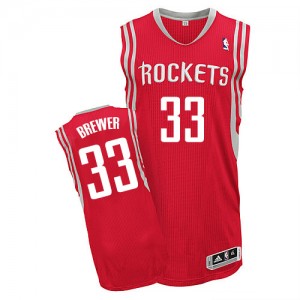 Maillot NBA Rouge Corey Brewer #33 Houston Rockets Road Authentic Homme Adidas
