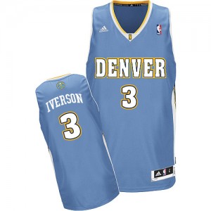 Denver Nuggets #3 Adidas Road Bleu clair Swingman Maillot d'équipe de NBA Soldes discount - Allen Iverson pour Homme