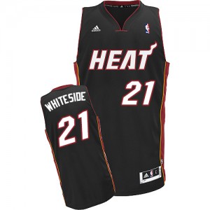 Miami Heat #21 Adidas Road Noir Swingman Maillot d'équipe de NBA Braderie - Hassan Whiteside pour Enfants