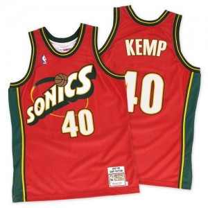 Maillot NBA Oklahoma City Thunder #40 Shawn Kemp Rouge Mitchell and Ness Swingman Throwback SuperSonics - Homme