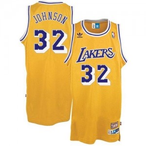 Los Angeles Lakers Magic Johnson #32 Throwback Swingman Maillot d'équipe de NBA - Or pour Enfants