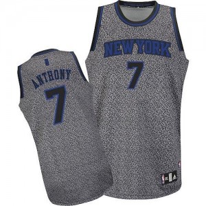 Maillot NBA Gris Carmelo Anthony #7 New York Knicks Static Fashion Authentic Homme Adidas