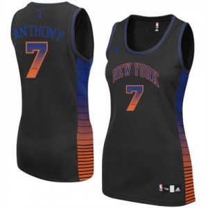 New York Knicks #7 Adidas Vibe Noir Swingman Maillot d'équipe de NBA Vente pas cher - Carmelo Anthony pour Femme