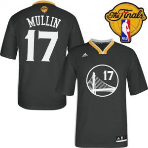 Maillot NBA Golden State Warriors #17 Chris Mullin Noir Adidas Authentic Alternate 2015 The Finals Patch - Homme