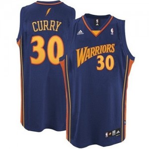 Golden State Warriors #30 Adidas Throwback Bleu marin Authentic Maillot d'équipe de NBA Discount - Stephen Curry pour Homme