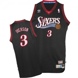 Maillot NBA Authentic Allen Iverson #3 Philadelphia 76ers Noir - Enfants