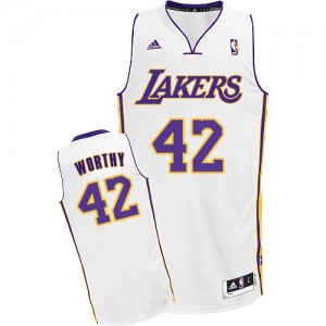 Maillot NBA Blanc James Worthy #42 Los Angeles Lakers Alternate Swingman Homme Adidas