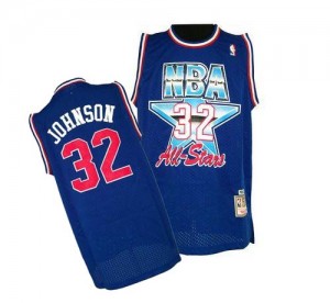 Los Angeles Lakers Mitchell and Ness Magic Johnson #32 1992 All Star Throwback Swingman Maillot d'équipe de NBA - Bleu pour Homme