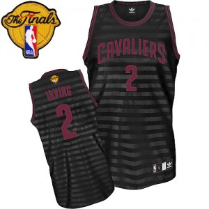 Maillot Adidas Gris noir Groove 2015 The Finals Patch Authentic Cleveland Cavaliers - Kyrie Irving #2 - Homme