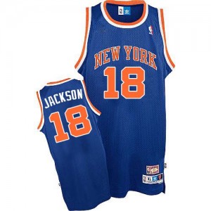 New York Knicks Phil Jackson #18 Throwback Authentic Maillot d'équipe de NBA - Bleu royal pour Homme