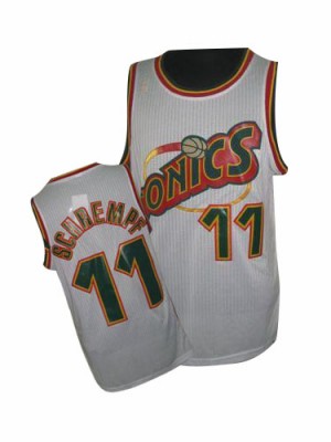 Maillot Authentic Oklahoma City Thunder NBA Throwback SuperSonics Blanc - #11 Detlef Schrempf - Homme