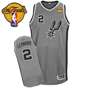 Maillot NBA Gris argenté Kawhi Leonard #2 San Antonio Spurs Alternate Finals Patch Authentic Enfants Adidas