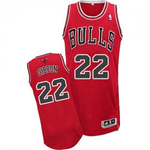 Maillot Adidas Rouge Road Authentic Chicago Bulls - Taj Gibson #22 - Homme