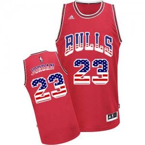 Maillot Adidas Rouge USA Flag Fashion Swingman Chicago Bulls - Michael Jordan #23 - Homme