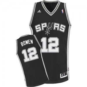 San Antonio Spurs #12 Adidas Road Noir Swingman Maillot d'équipe de NBA préférentiel - Bruce Bowen pour Homme