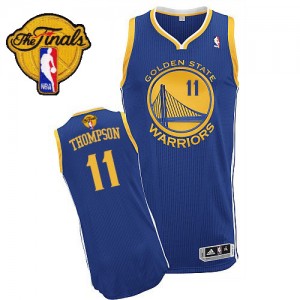 Maillot Adidas Bleu royal Road 2015 The Finals Patch Authentic Golden State Warriors - Klay Thompson #11 - Enfants