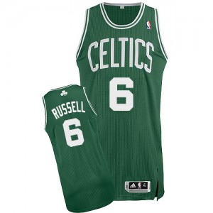 Maillot Authentic Boston Celtics NBA Road Vert (No Blanc) - #6 Bill Russell - Homme