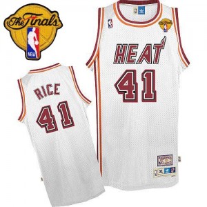 Maillot NBA Miami Heat #41 Glen Rice Blanc Adidas Authentic Throwback Finals Patch - Homme