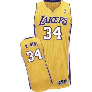 Maillot NBA Authentic Shaquille O'Neal #34 Los Angeles Lakers Home Or - Homme