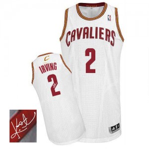 Maillot Authentic Cleveland Cavaliers NBA Home Autographed Blanc - #2 Kyrie Irving - Homme
