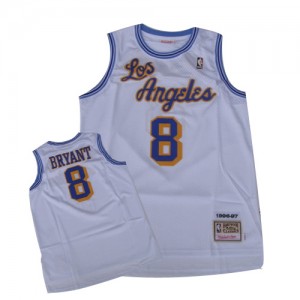 Los Angeles Lakers Mitchell and Ness Kobe Bryant #8 Throwback Authentic Maillot d'équipe de NBA - Blanc pour Homme