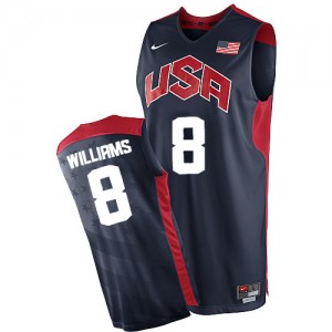Team USA Nike Deron Williams #8 2012 Olympics Authentic Maillot d'équipe de NBA - Bleu marin pour Homme