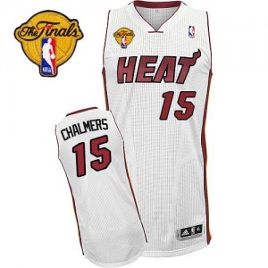 Maillot NBA Authentic Mario Chalmers #15 Miami Heat Home Finals Patch Blanc - Homme
