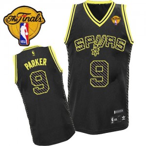 Maillot NBA San Antonio Spurs #9 Tony Parker Noir Adidas Authentic Electricity Fashion Finals Patch - Homme