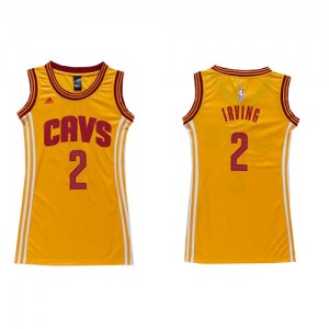 Maillot Authentic Cleveland Cavaliers NBA Dress Or - #2 Kyrie Irving - Femme