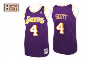 Maillot NBA Authentic Byron Scott #4 Los Angeles Lakers Throwback Violet - Homme
