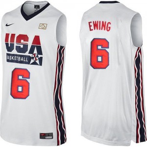 Maillot Nike Blanc 2012 Olympic Retro Authentic Team USA - Patrick Ewing #6 - Homme