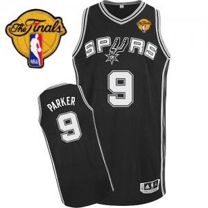 Maillot NBA Authentic Tony Parker #9 San Antonio Spurs Road Finals Patch Noir - Enfants