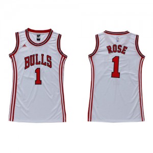 Maillot NBA Authentic Derrick Rose #1 Chicago Bulls Dress Blanc - Femme