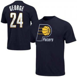Indiana Pacers #24 Adidas Game Time Marine T-Shirt d'équipe de NBA magasin d'usine - Paul George pour Homme