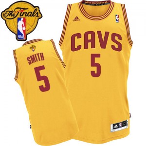 Cleveland Cavaliers J.R. Smith #5 Alternate 2015 The Finals Patch Authentic Maillot d'équipe de NBA - Or pour Homme