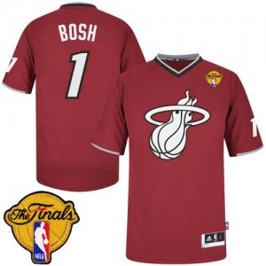 Maillot NBA Miami Heat #1 Chris Bosh Rouge Adidas Swingman 2013 Christmas Day Finals Patch - Homme