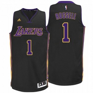 Los Angeles Lakers #1 Adidas Hollywood Nights Noir Authentic Maillot d'équipe de NBA Soldes discount - D'Angelo Russell pour Homme