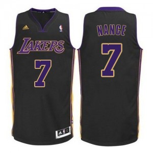 Los Angeles Lakers #7 Adidas Noir (Violet NO.) Swingman Maillot d'équipe de NBA la meilleure qualité - Larry Nance pour Homme