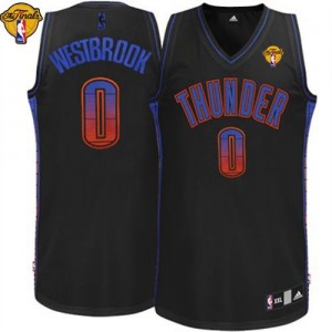 Maillot NBA Oklahoma City Thunder #0 Russell Westbrook Noir Adidas Authentic Vibe Finals Patch - Homme