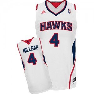 Maillot NBA Atlanta Hawks #4 Paul Millsap Blanc Adidas Swingman Home - Homme