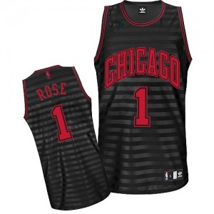 Chicago Bulls #1 Adidas Groove Gris noir Authentic Maillot d'équipe de NBA magasin d'usine - Derrick Rose pour Homme