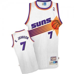 Phoenix Suns #7 Adidas Throwback Blanc Authentic Maillot d'équipe de NBA Vente - Kevin Johnson pour Homme