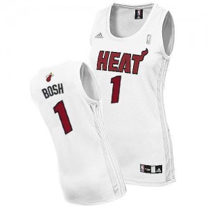 Miami Heat #1 Adidas Home Blanc Swingman Maillot d'équipe de NBA Prix d'usine - Chris Bosh pour Femme