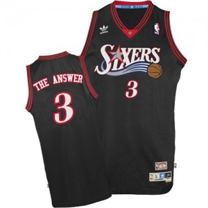Maillot Mitchell and Ness Noir "The Answer" Throwback Authentic Philadelphia 76ers - Allen Iverson #3 - Homme