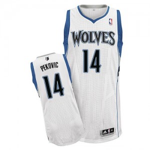 Maillot NBA Blanc Nikola Pekovic #14 Minnesota Timberwolves Home Authentic Homme Adidas