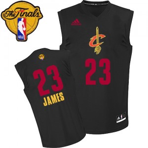 Maillot NBA Noir LeBron James #23 Cleveland Cavaliers New Fashion 2015 The Finals Patch Authentic Homme Adidas